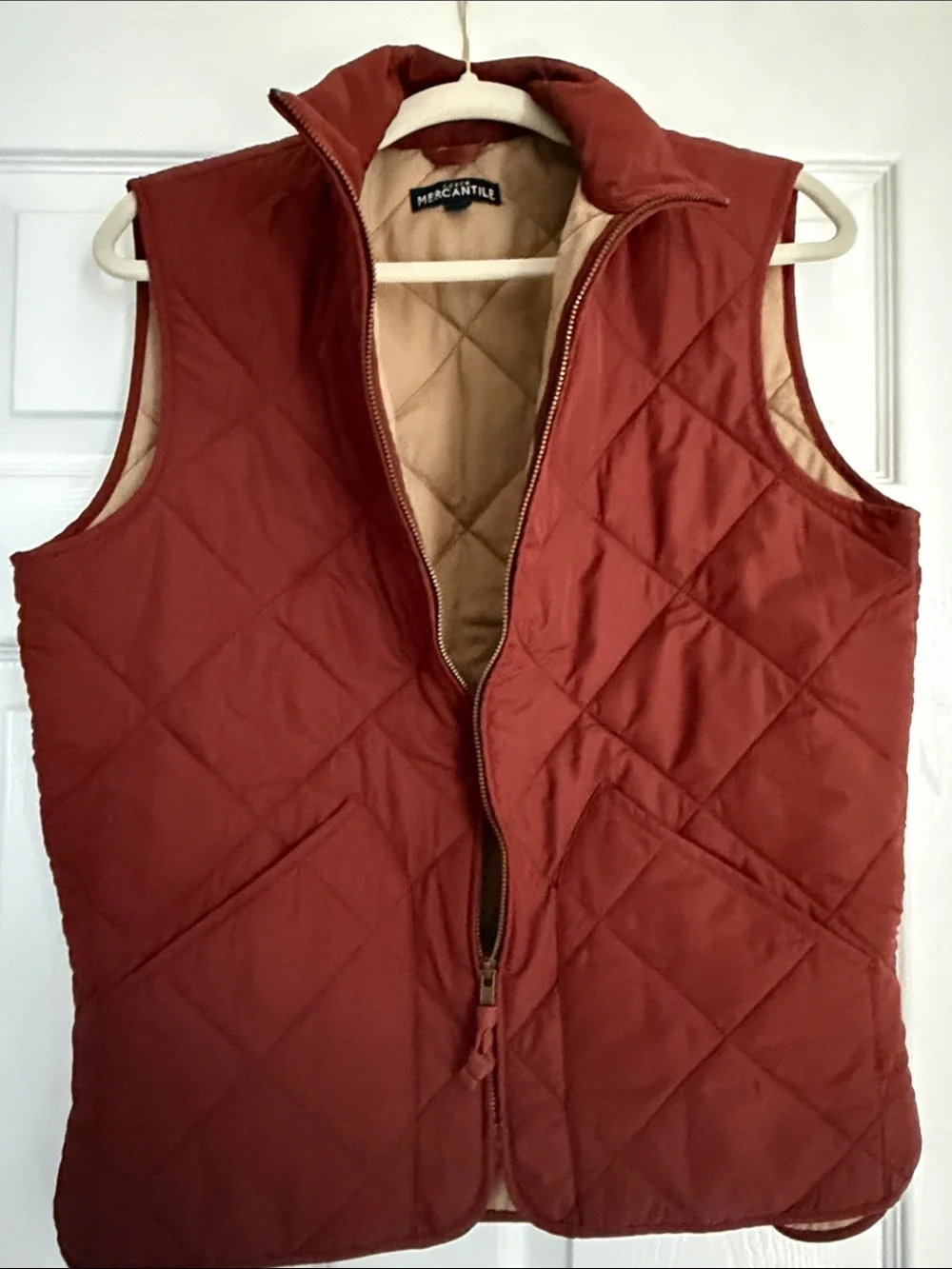 J. Crew Quilted Sleeveless Vest in Rust Red